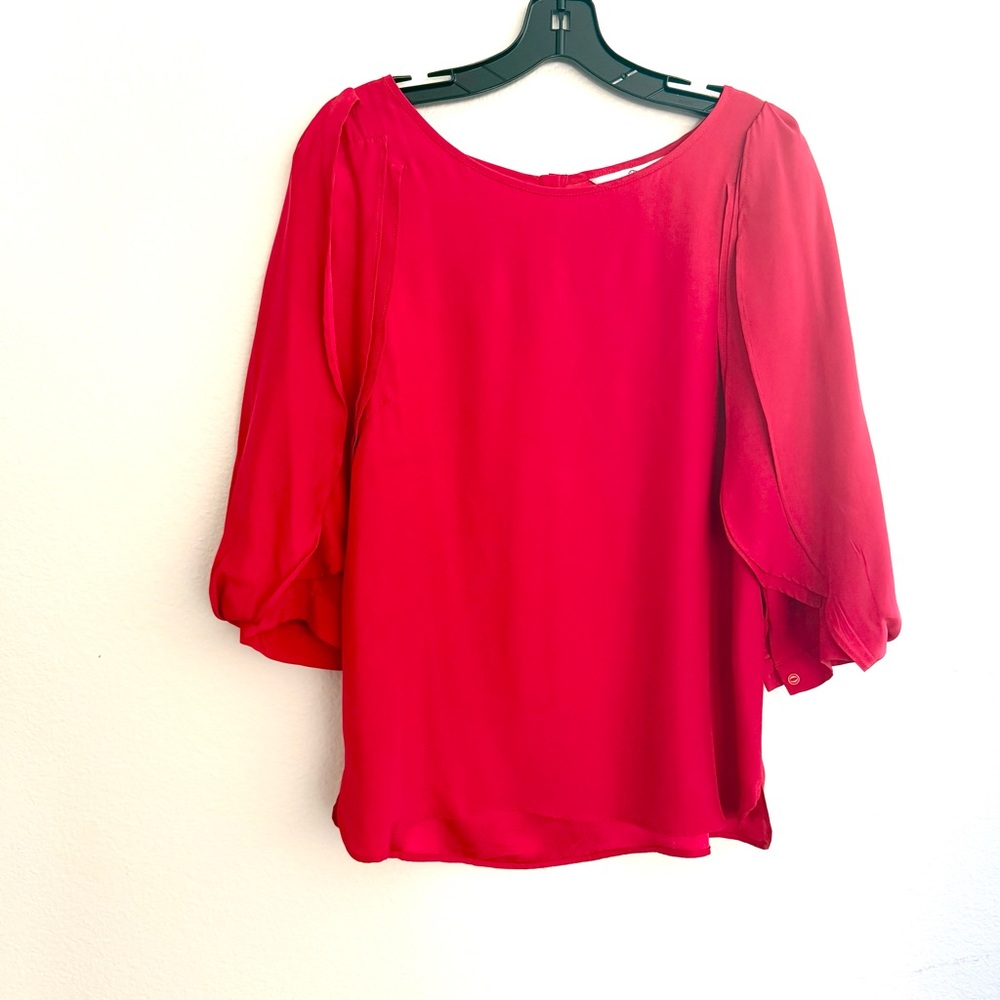La Rouge silk scarlet red blouse size medium 100% Silk